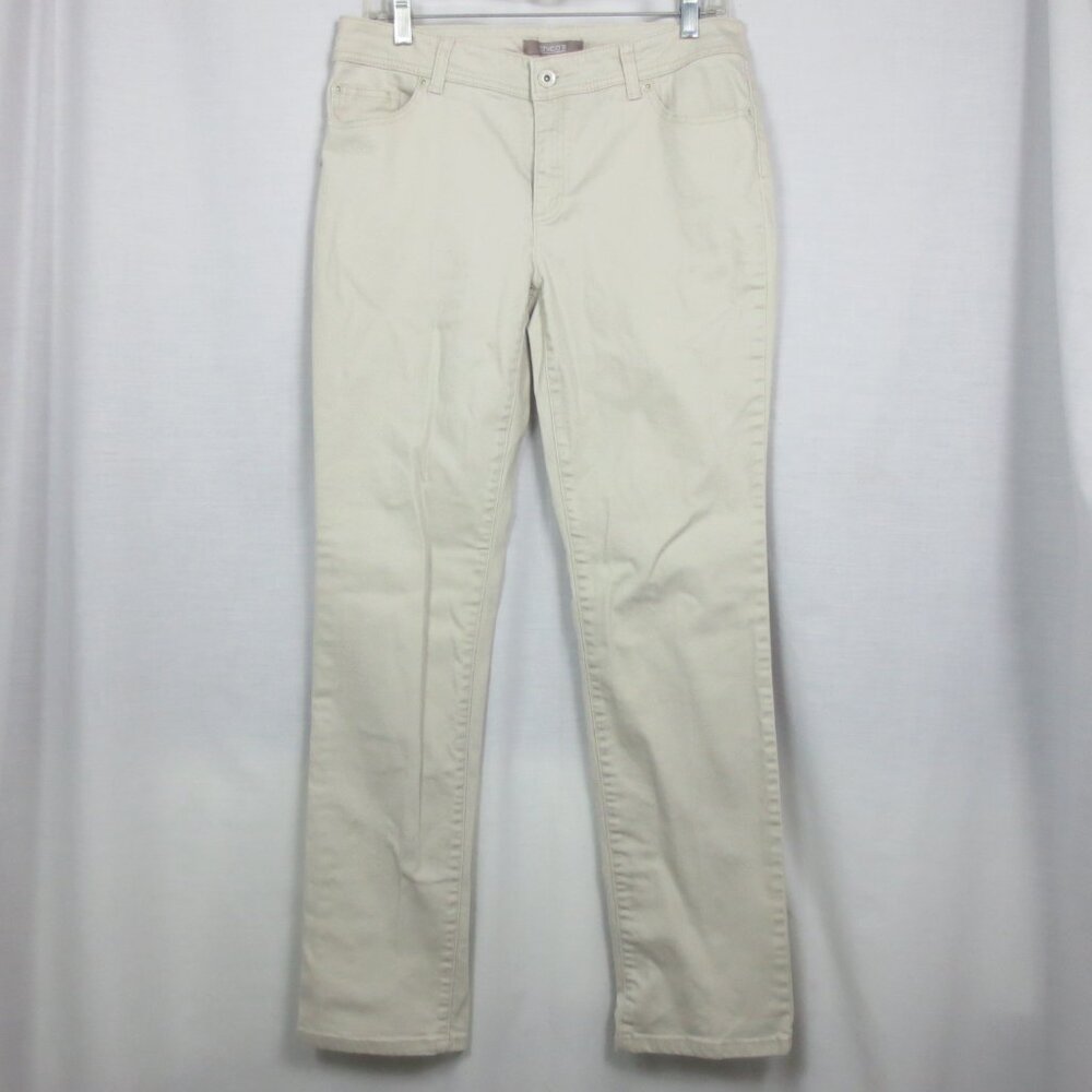 Chico's Jeans Cream Mom Regular Rise Straight Leg Soft Stretch Cotton Size 6